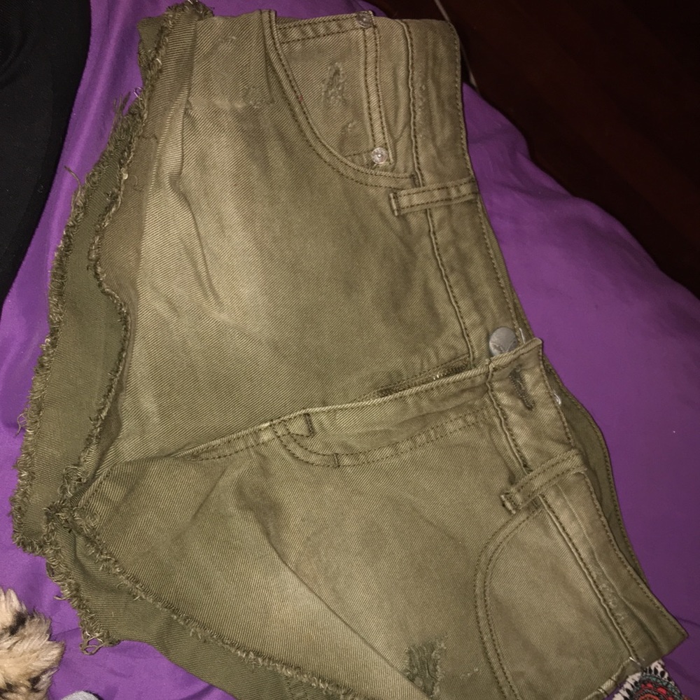 Olive green jean free people shorts